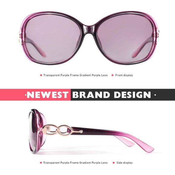 🆕 Women Purple Trendy Oversized Sunglasses Ladies Polarized Big Frame Shades - Picture 3 of 6